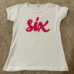 “SIX” birthday shirt. Size 6.